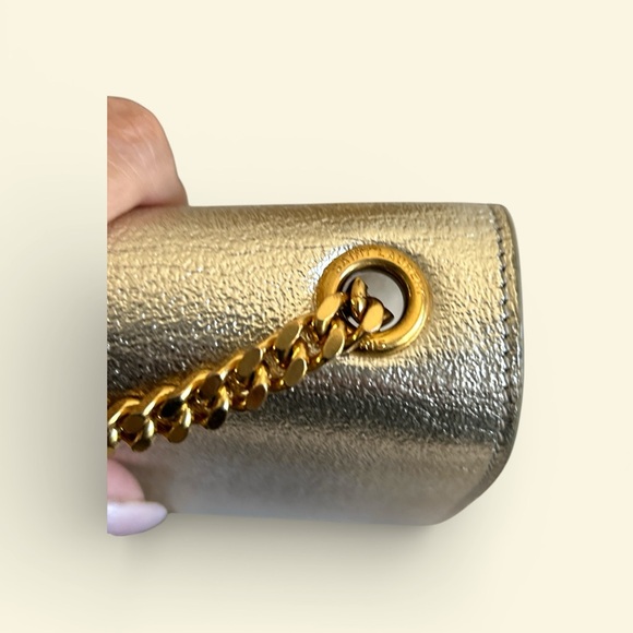 Authentic Yves Saint Laurent Metallic Champagne Gold Clutch with Gold Chain - Picture 11 of 14